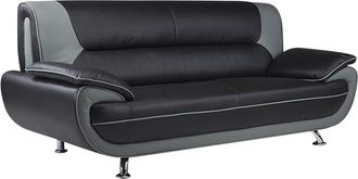Vente-Unique Sof&aacute; 3 plazas de piel sint&eacute;tica NIGEL - Bicolor negro/gris
