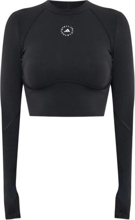 adidas Adidas by Stella McCartney, Long Sleeve Training Tops, female, Black, Size: XS Logo-detail Long Sleeve Top