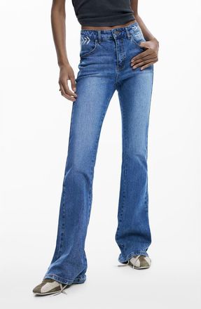Desigual Embroidered Flare Jeans in Medium Blue at Nordstrom, Size 36