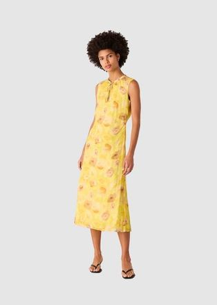 Whistles Sunshine Floral Textured Midi Dress in Yellow/multi at Nordstrom, Size 10