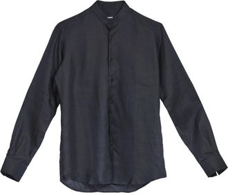 Karl Lagerfeld Camicia Koreana Lino - Heren - Casual Overhemden - Zwart - 4XL - Linnen - Overhemden