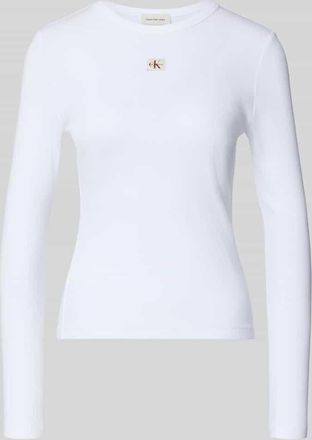 Calvin Klein Jeans Longsleeve mit Label-Detail in Weiss, Gr&ouml;&szlig;e XL