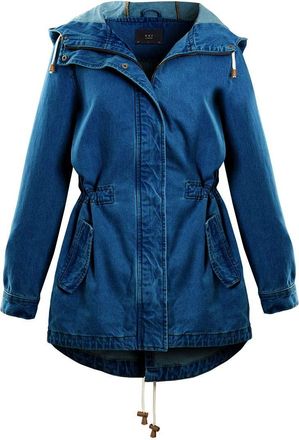 SS7 Womens Denim Parka Coat Hooded Fishtail