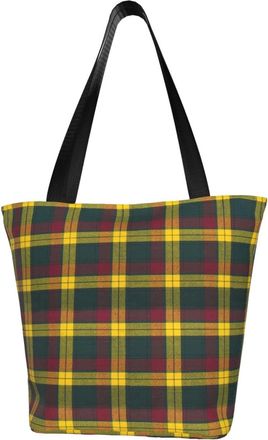 AOOEDM Tote Bag Scottish Tartan Plaid Shopping Bags Small Reusable Market Bag Beach Tote Bags Travel Totes