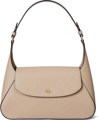 Lauren Ralph Lauren Crosshatch Medium Schylar Shoulder Bag Womens Handbags Birch Tan, Leather
