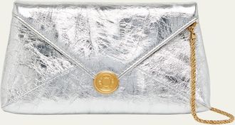 Dries Van Noten Metallic Leather Envelope Clutch Bag