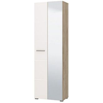 Dmora Guardaroba 2 Ante Griante, Armadio Camera da Letto Appendiabiti, 4 Ripiani, 5 Vani, 60x192.5h cm Bianco