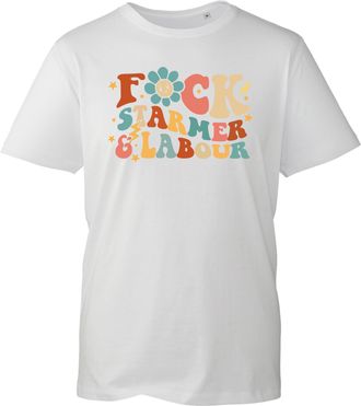 Generic Stuck Farmer Flower T-Shirt, Funny A F*ck Starmer Tee Farmer Protest Funny Anti-Labour Party Shirt, Gift Unisex Tee Top (White, XL)