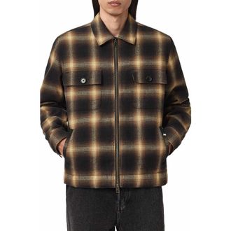 AllSaints Mathers Plaid Zip Jacket in Trail Brown at Nordstrom, Size Xx-Large