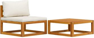 vidaXL Set De Sof&aacute; De Jard&iacute;n 2 Pzas Con Coj&iacute;n Madera Maciza De Acacia Vidaxl