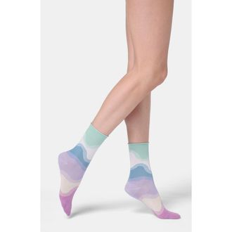 Orobl&ugrave; Waves Jacquard Crew Socks in Sky at Nordstrom