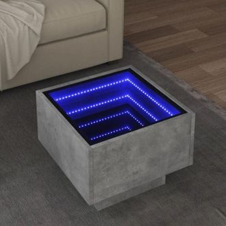 vidaXL vidaXL Tavolino con LED Grigio Cemento 40x40x30cm in Legno Multistrato