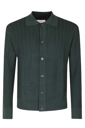 Paolo Pecora Chevron Knit Merino Wool Polo Shirt