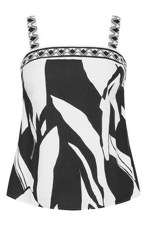 City Chic Contrast Border Sleeveless Top in Mirage Bdr at Nordstrom, Size Xxxs