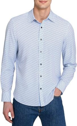 ConStruct Slim Fit Gem Geo Performance Long Sleeve Shirt in White/blue at Nordstrom, Size Xx-Large