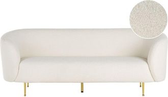 Beliani Beliani - Sofá 3 plazas de poliéster blanco dorado bouclé suave patas retro glamour Loen