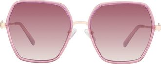 Kurt Geiger 59mm Gradient Geometric Sunglasses in Pink/pink Yellow at Nordstrom