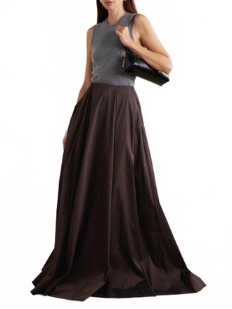 Bernadette Kennedy Taffeta Maxi Skirt In Chocolate Brown