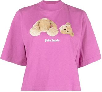 Palm Angels Teddy Bear-print T-shirt - women - Organic Cotton - S - Purple