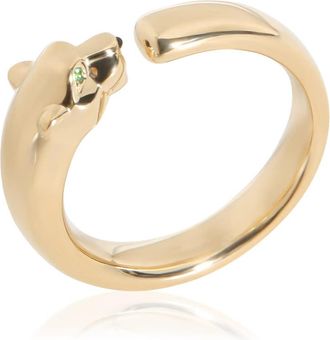 Cartier Pre-Owned Cartier Yellow Gold Onyx and Tsavorite Small Model Panthere de Cartier Ring