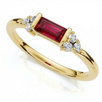 Pompeii3 1/3Ct Thin Ruby Diamond Stackable Wedding Ring 14k Gold Lab Grown