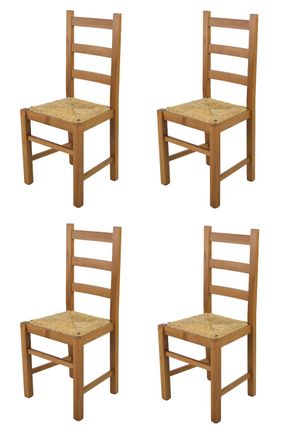 Tommychairs Tommychairs 4 Sillas Rustica En Haya Color Roble Y Asiento De Paja
