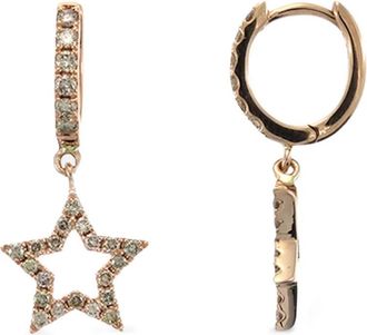 Rosa De La Cruz 18K yellow gold star-charm diamond earrings - women - 18kt Yellow Gold/Brown Diamond - One Size