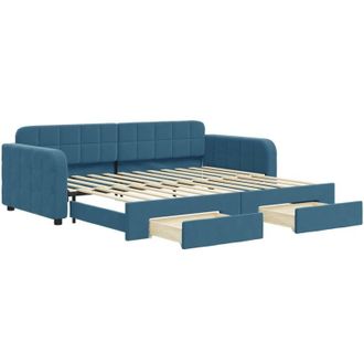 vidaXL Divano Letto Estraibile con Cassetti Blu 90x200 cm in Velluto - Vidaxl