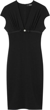 Versace deep-neck midi dress - women - Viscose/Elastane - 42 - Black