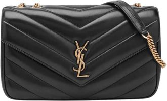 Saint Laurent Tassen, Dames, Zwart, ONE Size, Katoen, Loulou Medium Tas Van Matelass&eacute;