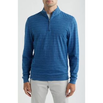 Johnnie-O Genova Stripe Jersey Quarter Zip Pullover in Indigo at Nordstrom, Size Xx-Large