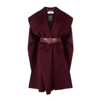 Elisabetta Franchi Capes, female, Brown, Size: L Belted Wool Cape