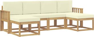 vidaXL Conjunto De Sof&aacute;s De Exterior 6 Uds. Blanco Y Crema Poli&eacute;ster Vidaxl