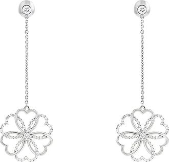 Poiray 2010s Rosacein witgouden oorbellen net diamanten hangers - Zilver