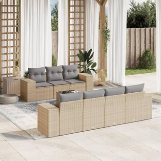 vidaXL Vidaxl - Juego De Sof&aacute;s De Jard&iacute;n Con Cojines Beige 8 Pzas Rat&aacute;n Pe