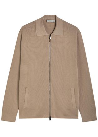 Canali Zip up Modal and Cotton-blend Cardigan - Brown - 54 (IT54 / Xxl)