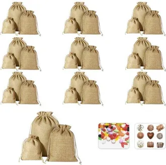OEM Juego De 30 Bolsas De Lino Con Cord&oacute;n Ajustable, 3 Tama&ntilde;os (10 Bolsas Por Tama&ntilde;o), Bolsas Peque&ntilde;as De Tela Para Rellenar, Halloween, Pascua