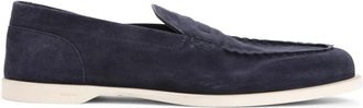 John Lobb Marineblauwe Su&egrave;de Ovale Flexi Schoen - Heren - Loafers - Blauw - 41 EU - Su&egrave;de - Schoenen