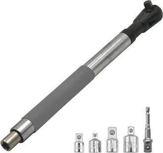 OEM Llave De Extensi&oacute;n Acodada, Llave De Extensi&oacute;n De Impacto Multiusos De 16,93 Pulgadas Con Cabezal De Accionamiento Fijo De 1/2 Pulgada, 4 Adaptadores 