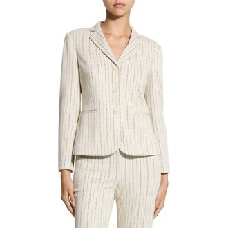 Theory Stripe Single Breasted Blazer in Oat Multi - E61 at Nordstrom, Size 12