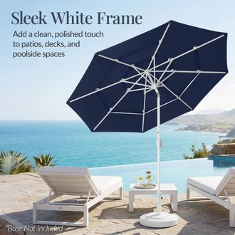 Best Choice Products 10ft 3-Tier Patio Umbrella White Pole, Outdoor Market Umbrella Steel Pole