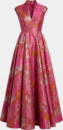 Mac Duggal Brocade Sleeveless Fit && Flare Gown
