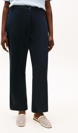 Tommy Hilfiger Chinohose TOMMY HILFIGER CURVE CRV CO GMD SLIM STRAIGHT CHINO, Damen, Gr. 48, N-Gr, schwarz night navy, Web, Obermaterial: 65% Baumwolle, 33% Lyocell,