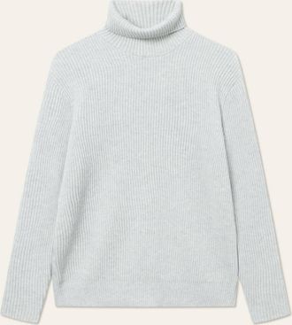 Les Deux Mens Eddie Wool Rib Rollneck Knit Sweater In Snow Melange