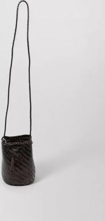 Dragon Diffusion pompom double jump bucket braided crossbody bag