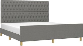 vidaXL Cama Sin Colch&oacute;n De Tela Gris Oscuro 180x200 Cm Vidaxl
