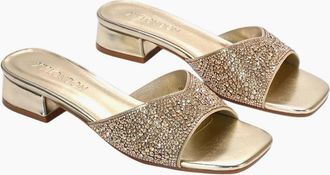 XY London Womens XY London Womens/Ladies Erica Metallic Low Block Heel Mule Sandals - Gold - Size: 5