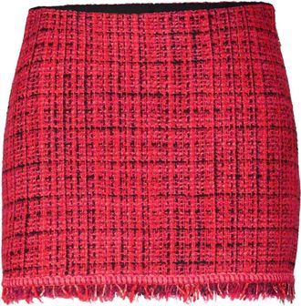 Patrizia Pepe Fringed Tweed Mini Rok - Dames - Korte rokken - Rood - M - Tweed - Rokken