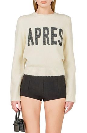 endless rose Apr&eacute;s Crewneck Sweater in Ivory at Nordstrom, Size X-Small