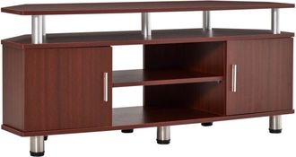 HOMCOM Homcom - Mobile Porta tv con Ripiani e 2 Ante in Legno e Acciaio Inox, Marrone